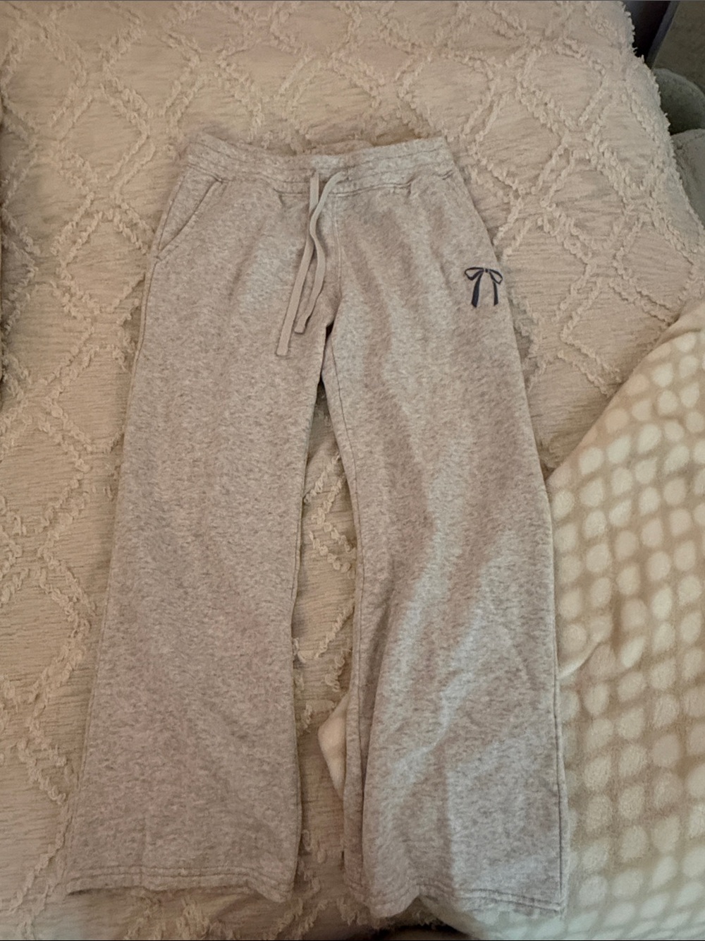 Hollister Light Gray Girls' Sweatpants with Bow Accent